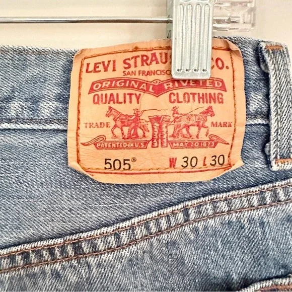 Levi's 505 Regular Fit Denim Jeans Men's 30" x 30" Cotton Straight Leg Vintage - Picture 3 of 7